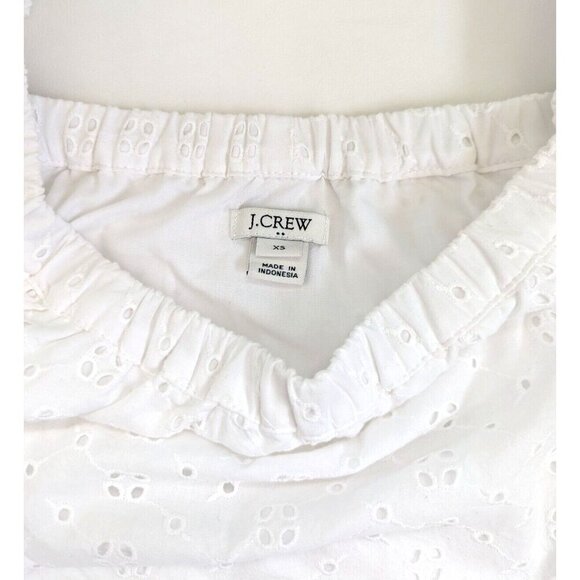 J. Crew Factory White Eyelet Summer Dress Off Shoulder Size XS J0976 - Picture 3 of 6
